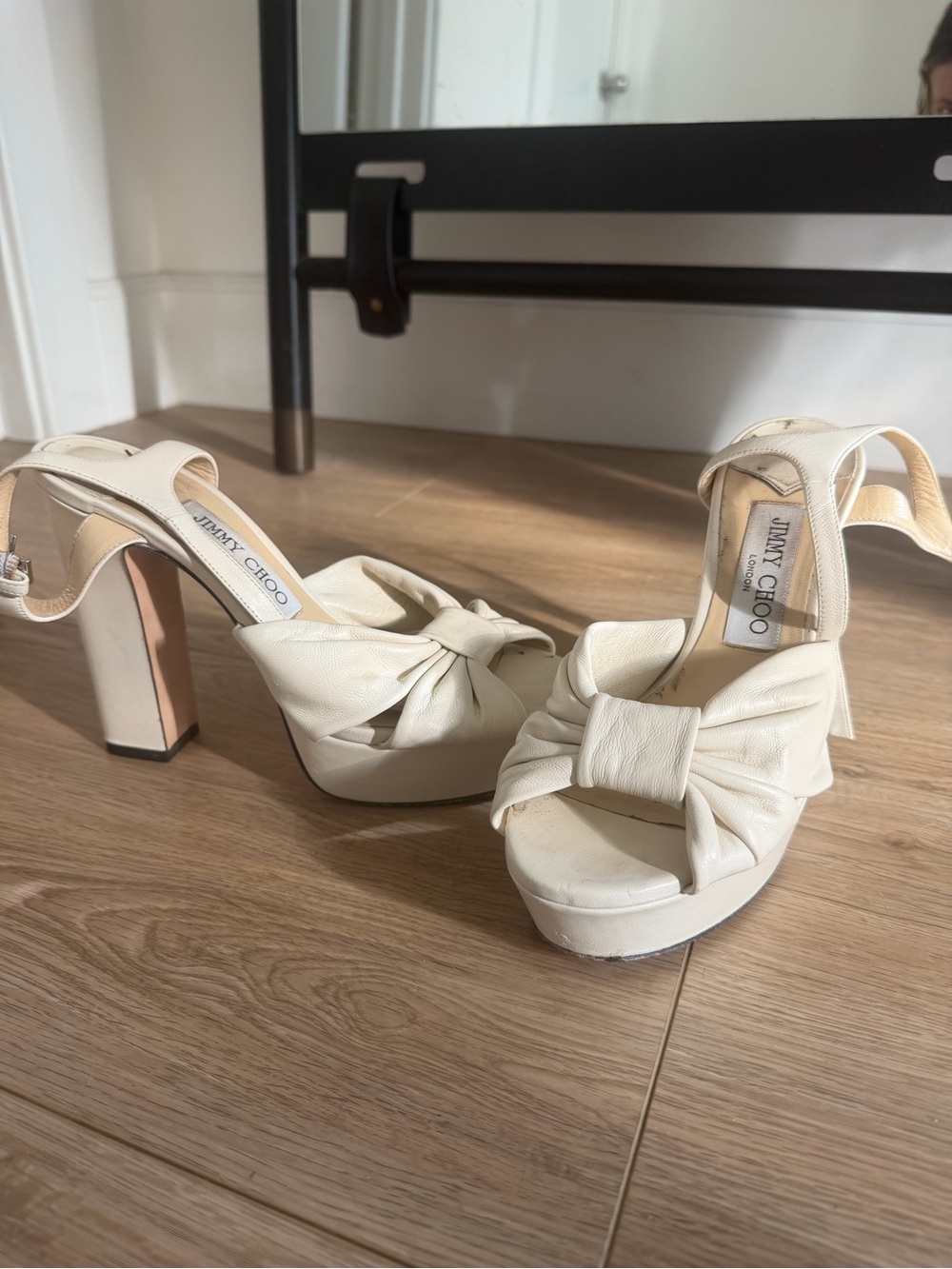 Jimmy Choo Heloise 120 (white/ ivory leather)
